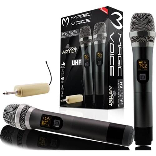MAGICVOICE MV-1302EE UHF DISPLAY 2 HANDHELD WIRELESS TRANSCEIVER MICROPHONE