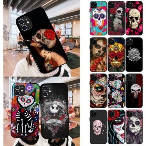 Mexican Skull Girl tattooed Art Top Phone Case For iPhone 12 Mini 11 Pro XS Max X XR 7 8 Plus