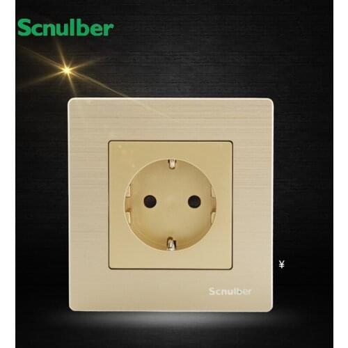 Metal brush finish german standard 2pin european wall socket switch