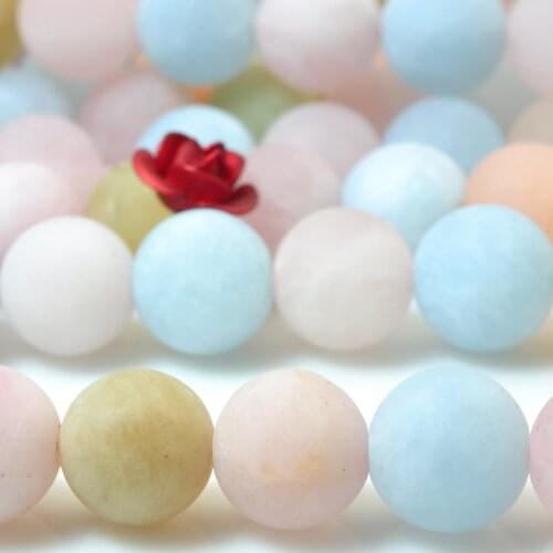 Natural Morganite Matte Round Loose Beads Wholesale Gemstone Semi Precious Stone Bracelet Necklace Diy Jewelry Making Design