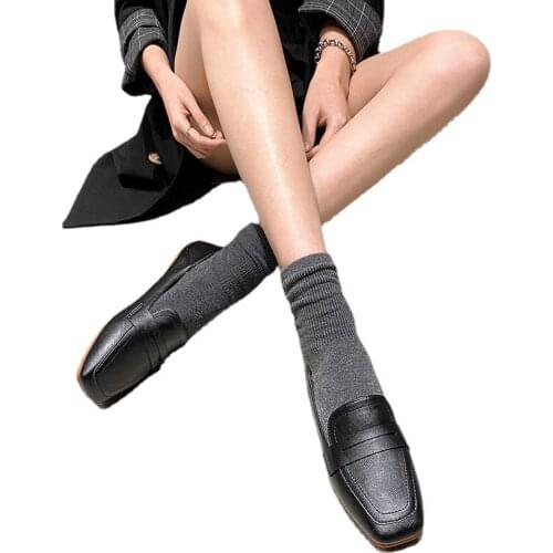 YSHUNIJ 2021 Spring New Lefu Small Shoes Large Size Soft Soled Two Wear Flat Soled Square Head Single Shoes