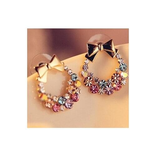 New fashion Vintage flowers full bow earrings For Women girl Accessories jewelry wholesale