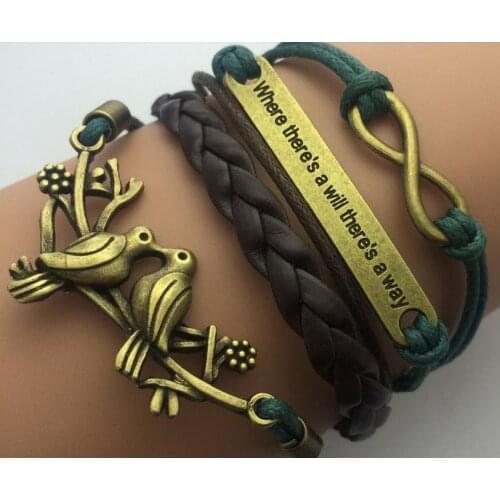 Charm Fashion Jewelry Leather Double Infinite Multilayer Braided Wax Rope Gift For Women AB042