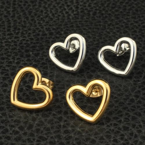 Wholesale Fashion Heart Stainless Steel Jewelry High Quality Stud Earrings For Woman & Girl EBJZATAG