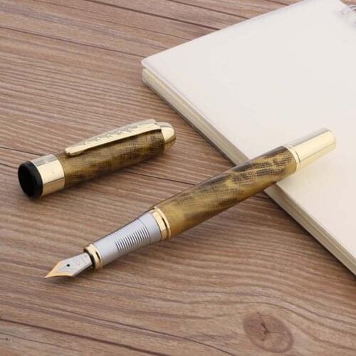 Jinhao 250 gift pen black line metal Golden Trim M Nib Fountain Pen
