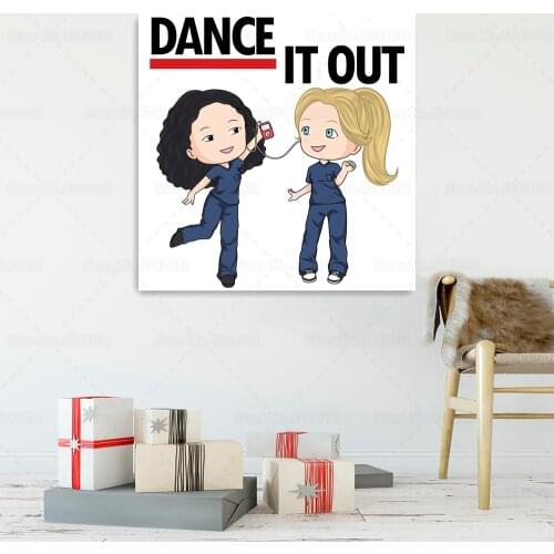 Greys Anatomy Posters Lets Dance It Out Funny Cavans Painting for Friend Nurse Gift Wall Art Decoration