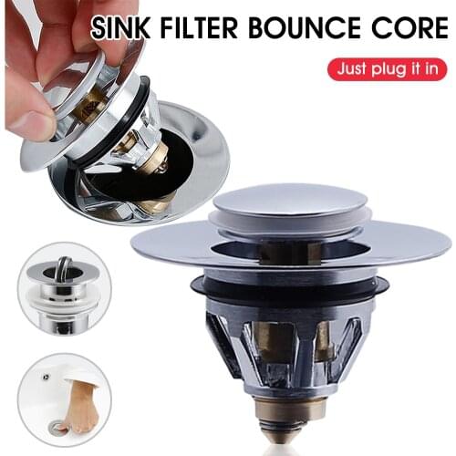 Basin Pop-up Drain Filter Bathroom Stainless Steel Bounce Core Push-type Drain Stopper Basin Pop-up Drain Filter Accessories