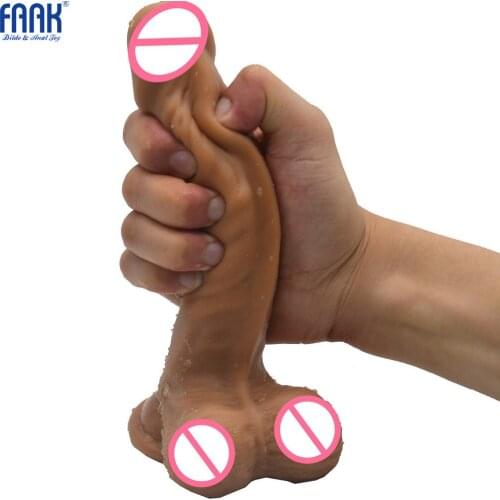 FAAK 19*3.8cm Super Real soft Silicone Dildo Suction Cup Realistic Penis Female G-Spot Clite Masturbate Vaginal Massage Flirt