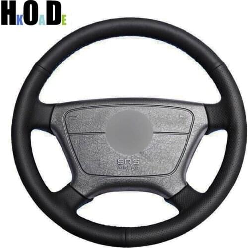 Car Steering Wheel Cover for Mercedes Benz E-Class W210 E 200 240 280 320 1995-2002 W1 Hand-stitched Black Genuine Leather
