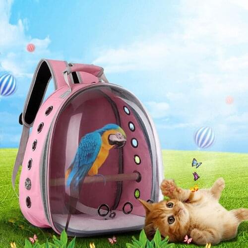 Pet Parrot Carrier Bird Travel Bag Space Capsule Transparent Backpack Breathable 360° Sightseeing