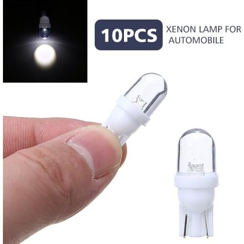 10pcs T10 5W Glass Base LED Car Cool White 12V Interior Parking Marker Backup Light For Auto Lighting Lamp DIY Accessories