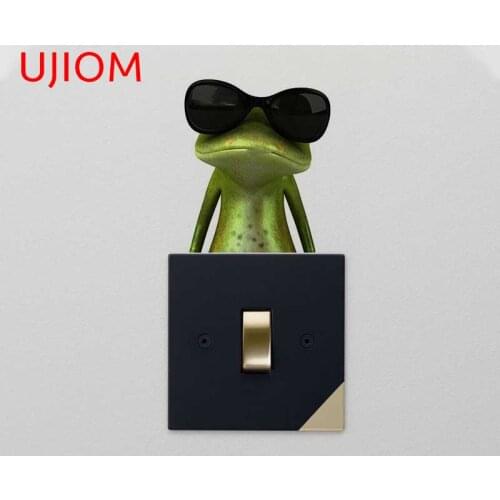 UJIOM Stylish Frog Switch Panel Stickers Funny Wall Decal Graphics Home Decoration Sticker Waterproof Decor Poster