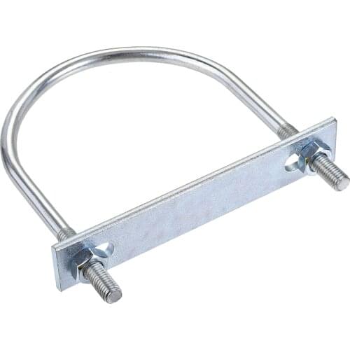 Uxcell Round U-Bolt 4.72"(120mm) Inner Width 160mm Length Steel M10 with Nut, Plate 1 Set