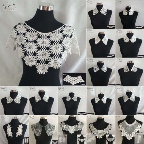 High Quality White Lace Collar Fabric Embroidery Applique Sewing Lace Neckline DIY Trim Clothing Decoration Accessories Supplies