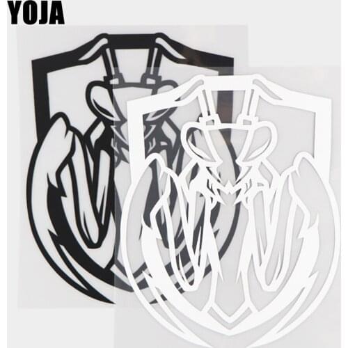 YOJA 13.6×16.9CM Handsome Mantis Cartoon Pattern Animals Vinyl Decal Car Stickers Black/Silver 19C-0459