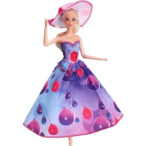 Barbie Clothes Fashion Suit Outfit Wear Dress Party Skirt thick and disorderly Skirt with hat For 30cm Barbie Doll Accessories