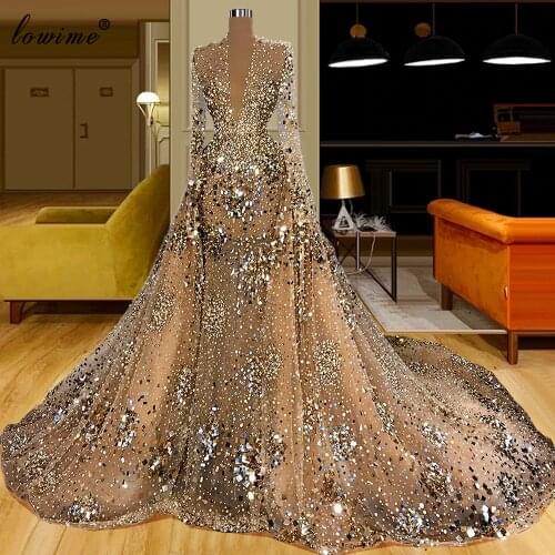 2020 Heavy Handmade Sewing Evening Dresses Long Pearls Transparent Evening Gowns Formal Celebrity Dresses Women Robe De Soiree