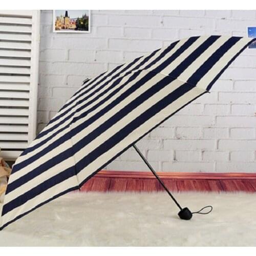 Korean fashion navy striped umbrella 8 bone folding umbrella small fresh umbrella sun umbrella gift umbrella wholesale