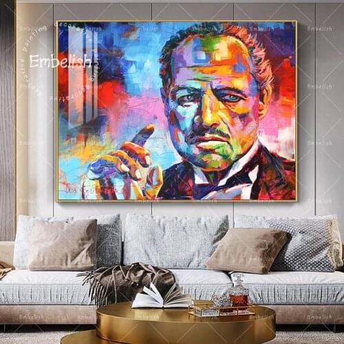 1 Pieces Colorful Godfather Wall Art Figure Pictures For Living Room HD Canvas Oil Painting Home Decor Posters Bedroom Artworks