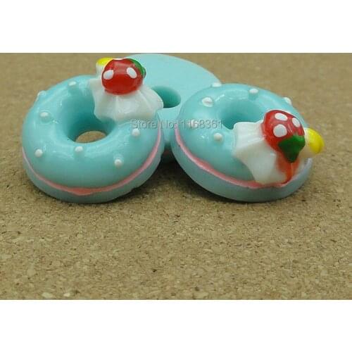 1pcs/lot resin flatback blue strawberry ice Doughnut 18mm Cabochons Hair Bow Center Card Frame Making Craft DIY B107-7