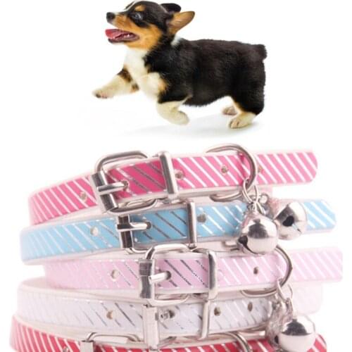 1PCS Random Color Pet Collar Adjustable Nylon Striped Handmade Cat Collar Puppy Collar With Bell Pet Supplies Legendog