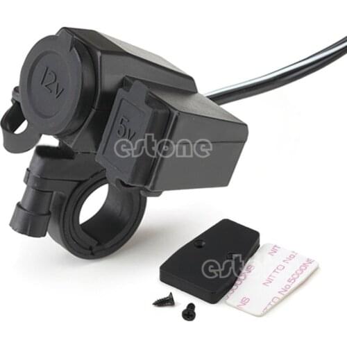 12V USB Cigarette Lighter Waterproof Power Port Outlet Socket Kit For Motorcycle