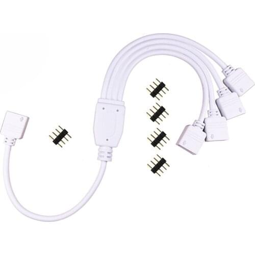 4 Pins RGB Strip Connector 1 to 1 2 3 4 5 Led Split Extension Wire Cable For RGB 3528 5050 LED Strip Light With 4 Pins Plug