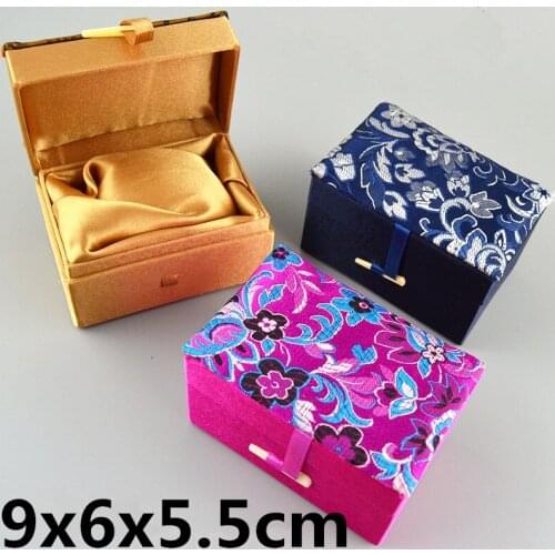 4pcs Small Rectangle Silk brocade Box Cotton filled Decorative Jewelry Storage Box wholesale Crafts Chinese Gift Packaging Box