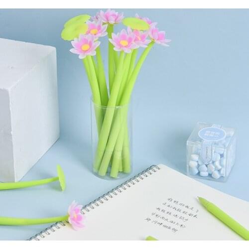 48 pcs/lot Creative Lotus Gel Pen Cute 0.5 mm Signature Pen Promotional Gift Stationery School Supplies