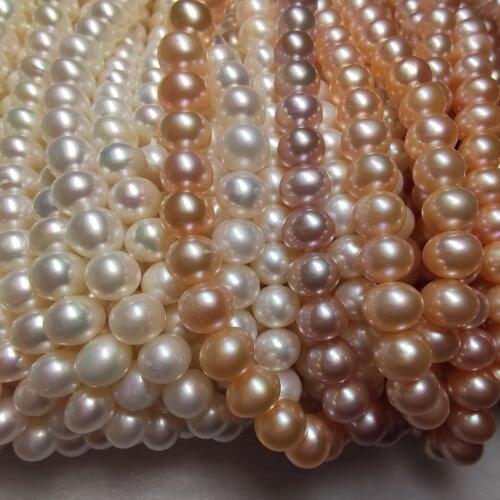 5-6mm Potato Shaped Natural Freshwater Pearl Choker Necklace DIY Jewelry 37cm Single Strand 14.5" For Women