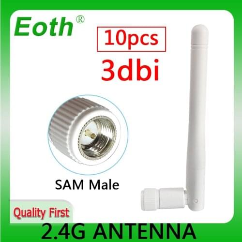 10pcs wholesale wifi 2.4GHz Antenna 3dbi SMA Male connector 2.4 ghz antena wi fi antenne Aerial Omni White antennas for Router