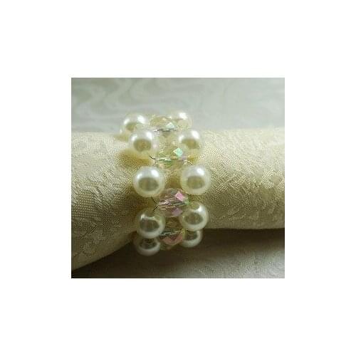 White pearl beaded decoration napkin ring, napkin holder for wedding