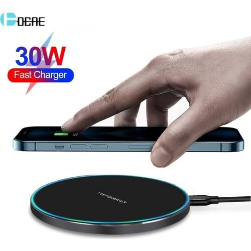 30W Qi Wireless Charger for iPhone 12 11 XS XR X 8 Induction Fast Charging Pad For Xiaomi Mi 11 10 Samsung S20 S10 Note 20 10