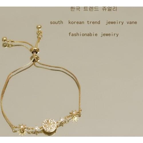 Zircon Star Circle Charm Bracelets For Women Beads Free Adjustment Pretty Delicate Girl Best Friend Gifts Female Party Jewelry