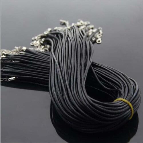Wholesale 2 mm black leather cord wax rope chain necklace 45 cm lobster clasp DIY jewelry accessories