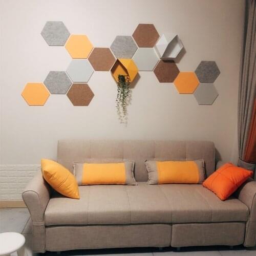DIY Colorful Hexagon 9MM Thick Felt Fabric Message Board Dedigner Handmade Photos Wall Cork Board Self Adhesive 3D Wall Stickers