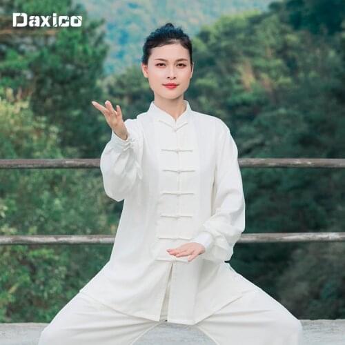 Cotton and Linen Tai Chi Uniform Woman Kung Fu Suit Man Long Sleeve Wushu Martial Arts Clothing Morning Exercise Taiji Outfit
