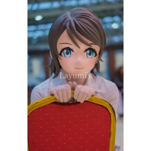 JW 30) Full Head Silicone Anime LoveLive Watanabe You Cosplay Mask Kigurumi Crossdresser Halloween Cospaly Kigurumi Mask
