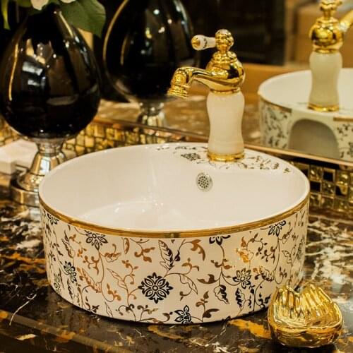 China Ceramic Painting Art Lavabo commercial bathroom sink countertop wash basin bowl