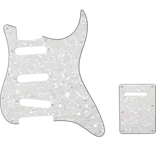 Musiclily SSS 11 Hole Strat Guitar Pickguard and BackPlate Set for Fender USA/Mexican Standard Stratocaster,4Ply Parchment Pearl