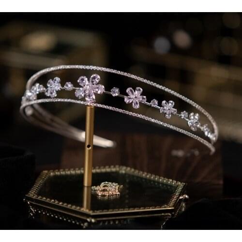 Three-Layer Zircon Fairy Headband Bride Headdress Crown Japanese and Korean Crystal Headband Dress Banquet Wedding Crown