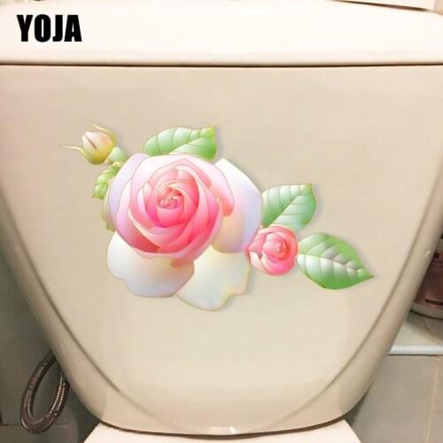 YOJA 22.7*13.8CM Colorful Roses Creative WC Toilet Seat Stickers Home Room Wall Decoration T1-0647