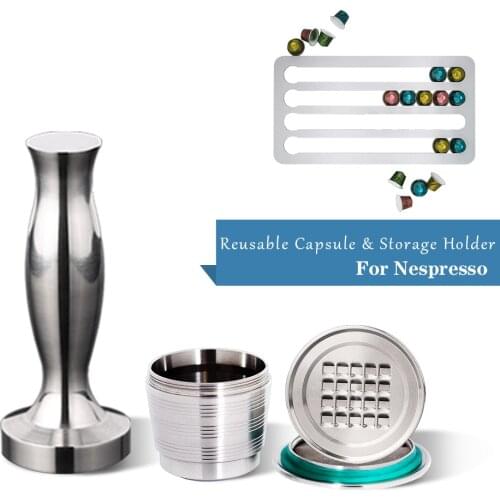 Nespresso Refillable Coffee Capsule 4PC/Set Stainless Steel Coffee Tamper Reusable Coffee Pod Business Birthday Coffeeware Gifts