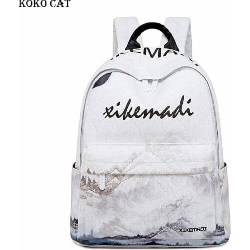 Fashion Color Water Resistant Leather Women Backpack Flower Printing Female School Rucksack Girls Daily College Laptop Bagpack