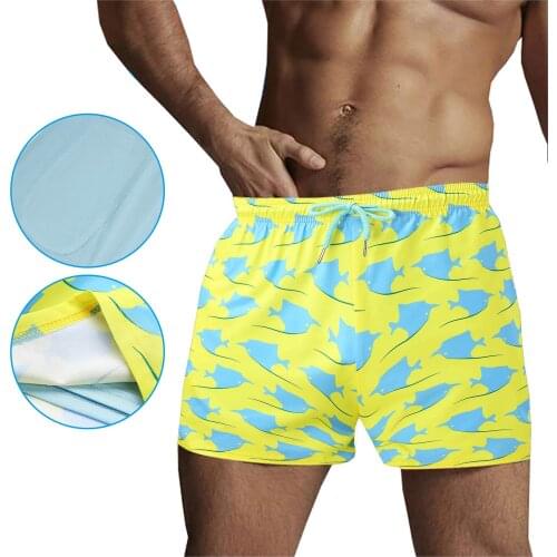 Mens Summer Yun Yong Double Inner Lining Beach Shorts Swimming Trunks Quick Dry Summer Mens Swimwear Beach Board Shorts