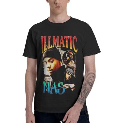 Mens Nas Illmatic T-Shirt Graphic Rapper Hip Hop Tshirt Short Sleeve Hip Hop T Shirt Homme Cotton Tee Tops Clothing