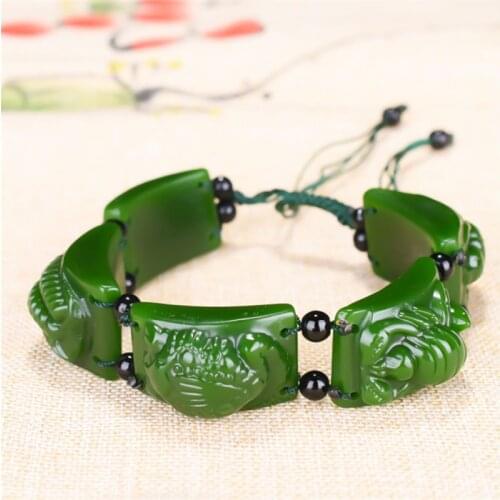 Male Green Natural Jade Bracelet Mens Jades Stone Beads Bracelets Men Strand Charm Jewelry Round Bangle for Women Bracelet