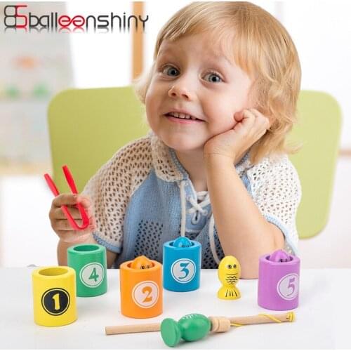 Children Boy Girl Fishing Toy Set Suit Baby Toys Digital Magnetic Wooden Educational Toys Kids Christmas Gift Accompanying Toys