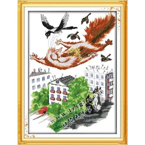 Cats fantasy cross stitch kit 18ct 14ct 11ct count printed canvas stitching embroidery DIY handmade needlework