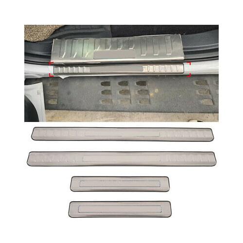 Stainless Silver Outer Door Sill Scuff Plate 4pcs For Ford F150 F-150 2015-2020